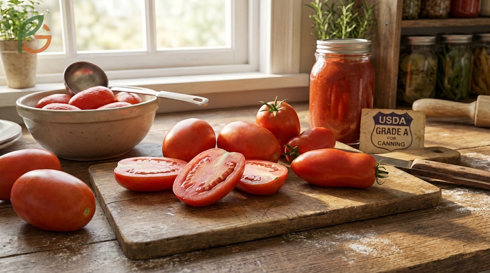 Paste tomatoes like Roma and San Marzano feature dense meaty flesh with few seeds suitable for making thick sauces.