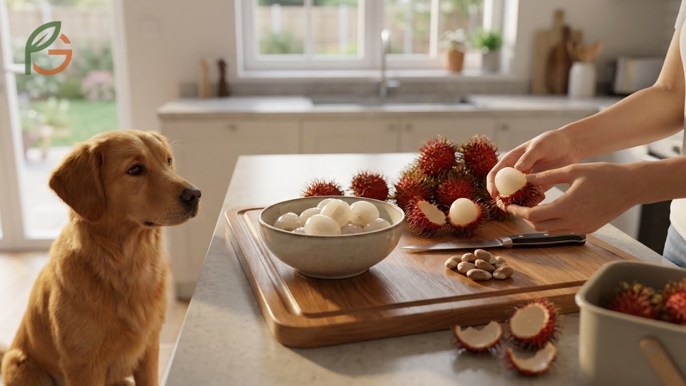 Can dogs eat rambutan without seed preparation steps showing how to peel and remove the seed for a safe occasional treat.