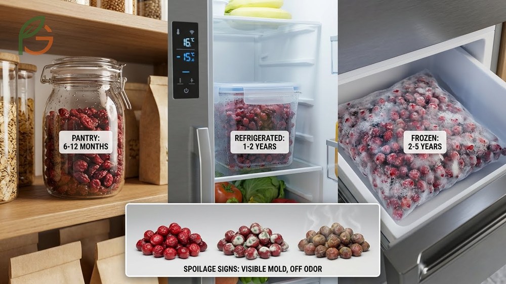 Do dried cranberries go bad storage advice noting they last 6 to 12 months in the pantry or up to 2 years when properly refrigerated.