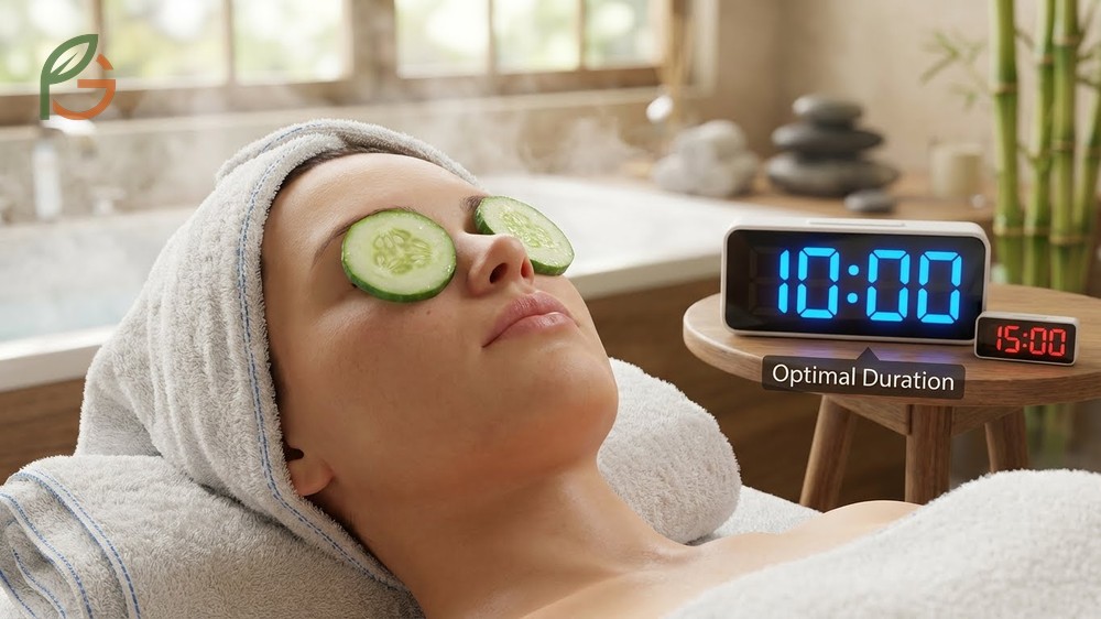How long to keep cucumber on eyes using 10-minute intervals twice daily to treat acute puffiness or fatigue.