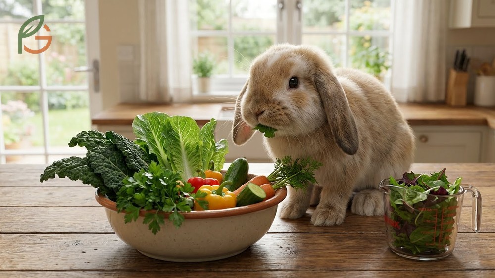 Can rabbits eat cucumbers alongside daily leafy greens like romaine lettuce and cilantro for variety.