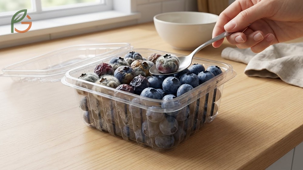 How to tell if blueberries are bad involves checking for fuzzy mold growth and soft mushy texture.