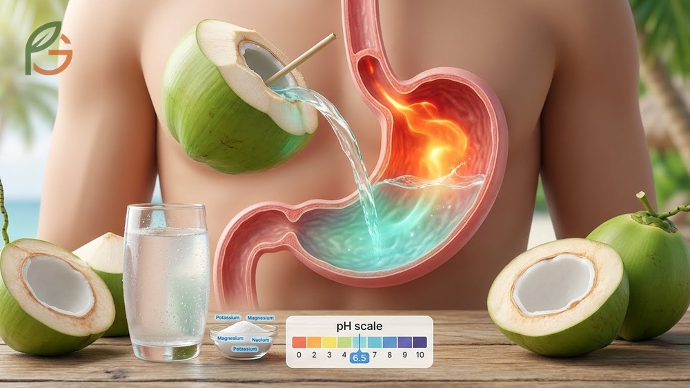 Is coconut water good for acid reflux discussion regarding alkaline properties that soothe the esophagus.