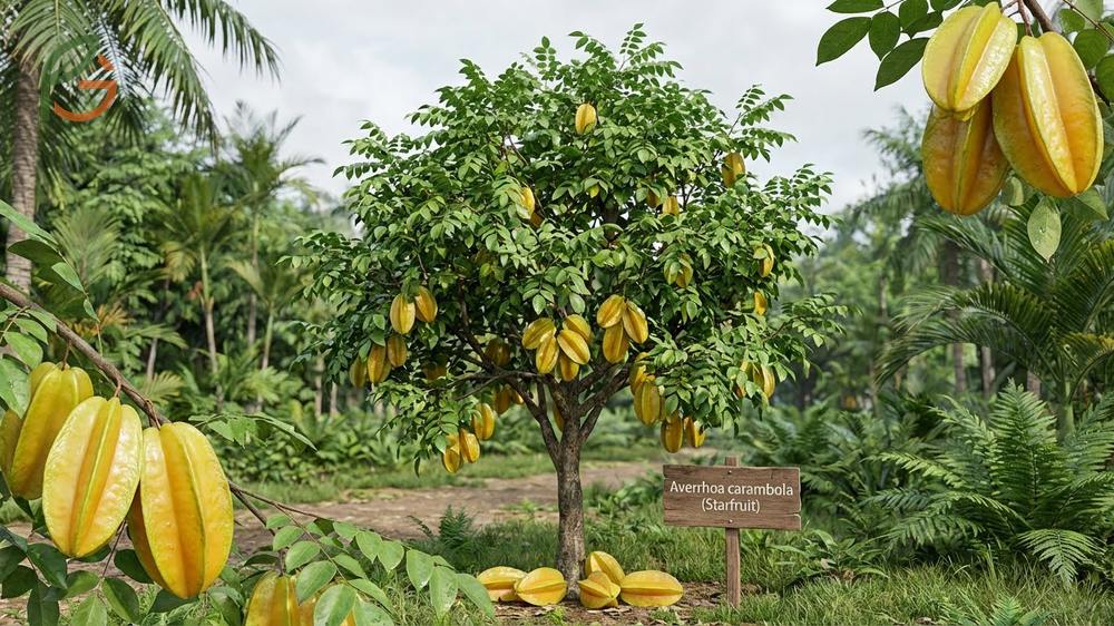 Facts about starfruit botanical classification and physical characteristics of the Averrhoa carambola tree.