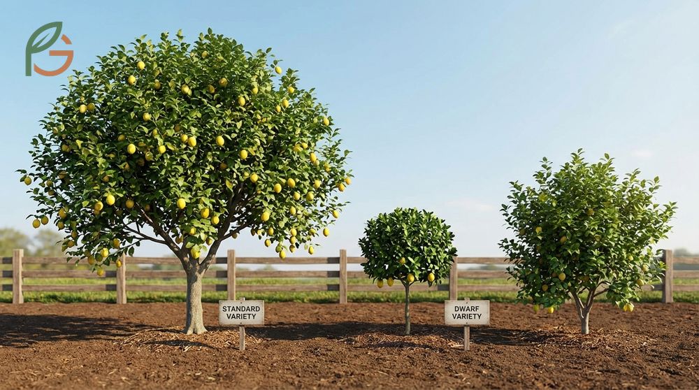 Standard lemon trees can grow up to twenty feet tall while dwarf varieties stay under ten feet.