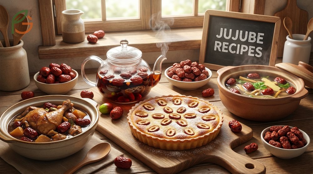 How to eat jujube fruit in recipes like soothing tea made with 100g of dried fruit per liter of water.