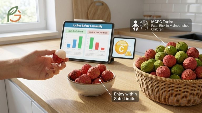 Lychee side effects and safety guidelines regarding consumption limits to avoid hypoglycemia and digestive issues.