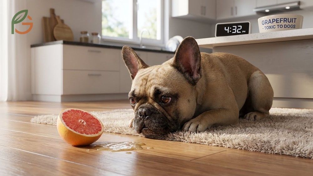 Symptoms of grapefruit toxicity in dogs showing signs like vomiting diarrhea and photosensitivity.