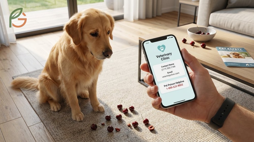 What to do if dog eats cherry pit steps including checking for blockage signs and contacting a vet immediately for help.